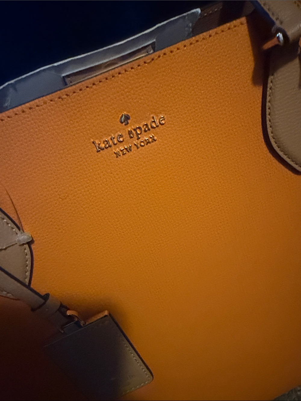 Kate Spade Orange, White & Tan Leather Colorblock Tote NWT - Picture 2 of 4
